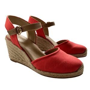 NEW Naturalizer Phebe Espadrille Wedge Sandal Size 10.5 Orange